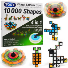 TOSY Magnet Fidget Spinner Glow - 16 blocks, 3in1 Toy: Transformable Fidget Spinner, Infinity/Puzzle Cube, Easter Birthday Gift for Kids/Adults, Glow