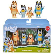 Bluey 13009 and Family: , Bingo, Bandit and Chilli 4 Figure pack Articulated Character Action Figures 2.5 inches Official Collectable Toy, Multicolou
