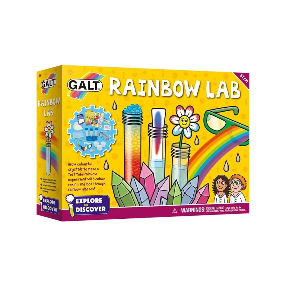Galt Rainbow Lab - Explore & Discover Childrens Science Kit - 12 Science Experiments For Kids, Colourful Crystals - Stem Toys & National Curriculum C