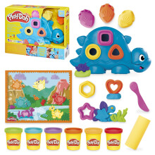 Play-Doh Starter Set Shapes & Colours Dinosaur Playset, Preschool Arts and Crafts Kit with Dino Tools, Cutters & 6 Tubs, Creative Sensory Toy for Kid