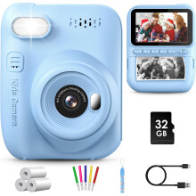GREENKINDER Kids Camera Instant Print, 3.0'' Instant Camera for Kids with 32GB Card & 3 Rolls Print Paper, 1080P Kids Digital, Gift Toy for Boys Girl