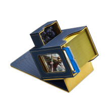 Mage Tech Commander Deck Box for MTG - Patented Design, Commander Display, Fits 100 Double-Sleeved Cards, 35pt Magnetic Card Holder & Dice Tray - Blu