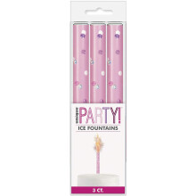 Ice Fountain Candle Cake Topper Sparkler for Birthday, Wedding, Anniversary Decoration. (3 PCS, Pink)