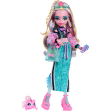 Monster High Doll, Lagoona Blue in Crop Top and Sporty Maxi Skirt with Pet Fish Neptuna and 7 Accessories like Shell Sunglasses, Snack and Purse, JHK