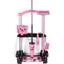 Casdon Henry & Hetty Toys - Hetty Cleaning Trolley - Pink Hetty-Inspired Toy Playset with Mop, Brushes, Dustpan, & Accessories - Kids Cleaning Trolle