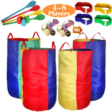 CWLAKON Sports Day Kit Outdoor Games Potato Sack Race Bags for Kids Adults Family, Egg and Spoon Race, 3 Legged Race Bands, Outside Backyard Field Da