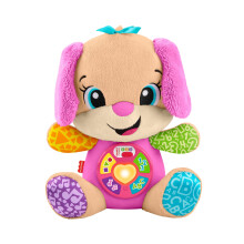 Fisher-Price Baby Learning Toy Laugh & Learn Smart Stages Sis Pink Musical Plush with Smart Stages for Infants Ages 6+ Months, Multilanguage Version: