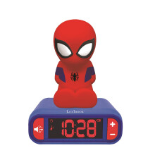 LEXIBOOK, Spider-Man, Nightlight alarm clock, Sounds and Melodies, LCD Backlit screen, Luminous, Snooze, Blue/Red, RL800SP