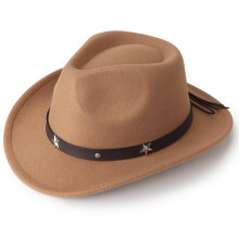 DRESHOW Cowboy Cowgirl Hat for Boys Girls Classic Western Felt Fedora Belt Buckle Retro Panama Hats Unisex Rolled up Caps for Kids 4-12 Years