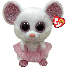TY Beanie Boo – Nina Mouse Plush Toy, 15 CM – Soft & Cuddly Stuffed Animal with Sparkly Pink Tutu – Adorable Gift for Kids & Collectors
