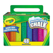 CRAYOLA Washable Sidewalk Chalk - Assorted Colours (Box of 48) | Bright and Bold Ideal for Walls & Pavement Simply Wash Away With Water For Ages 4+
