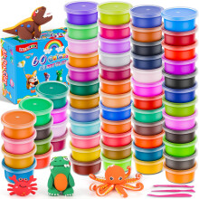 iFergoo Air Dry Clay for Kids, 60 Colors Modeling Magic Clay, DIY Molding Dough Starter Kit with Tools, Soft and Non-Sticky, Art and Crafts for Child