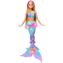 Barbie Mermaid Toy Dolls with Surprise Magic Blooming Flowers Feature, Ombre Tails, Pearl Headband Accessory & Long Blonde Hair with Pink Highlights,