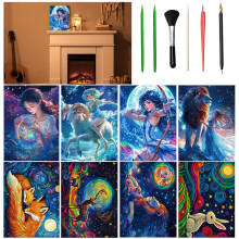 VLYX Scratch Art for Adults and Kids - 8-Piece Luminous Rainbow Scratch Notes Kit with Scratching Tools, Creative Art Supplies Children & Adults（Con