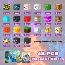 SSAWER Magnetic Blocks, 48PCS Magnetic Building Blocks, Stacking Magnets for Kids, STEM Constructions Magnet Blocks for Boys Girls Age 3+, Christmas