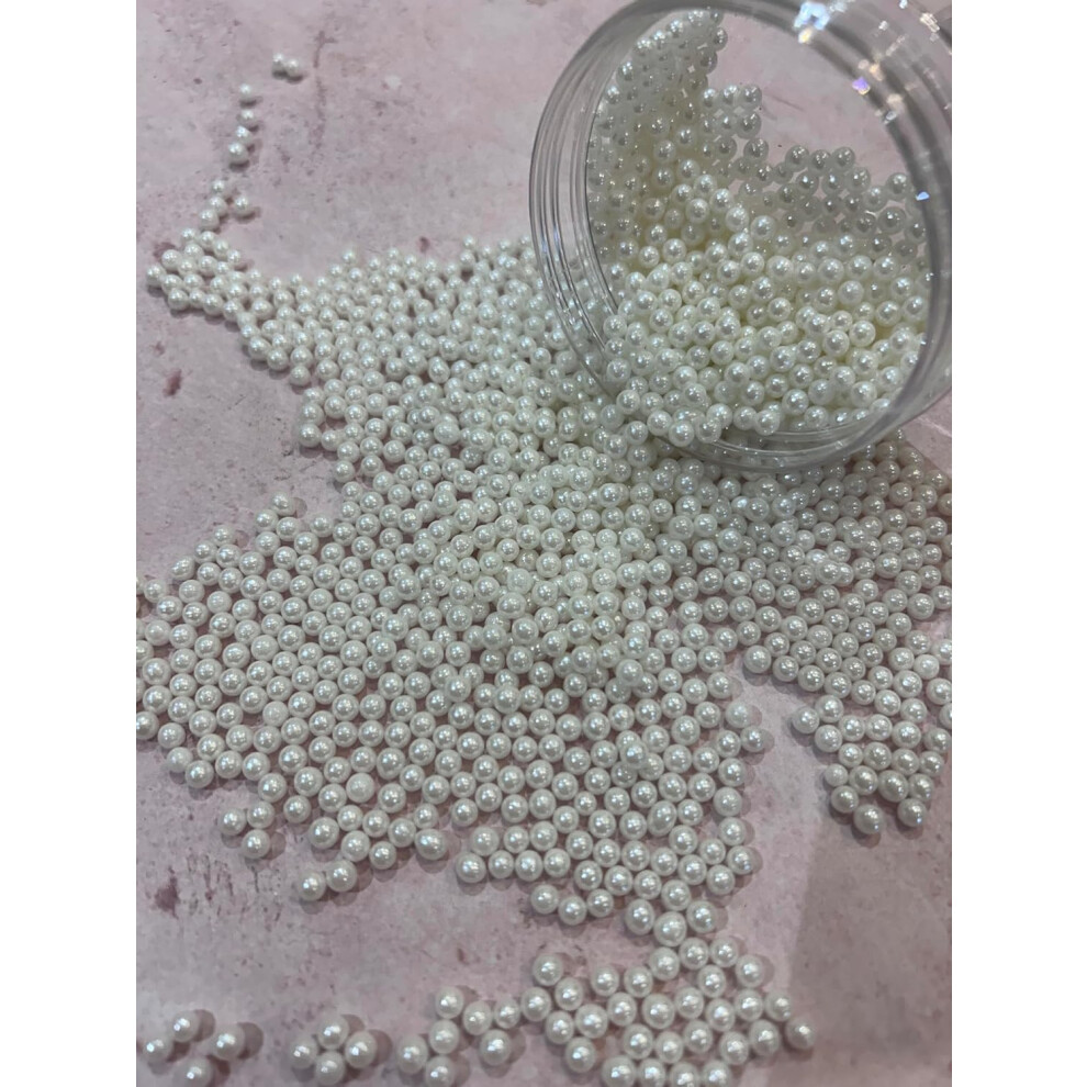 Cake N Bake Shimmer Edible White Sugar Sprinkles Pearls (4Mm, 90G)