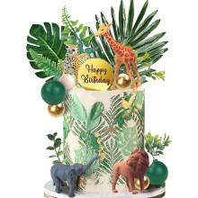 27 PCS Jungle Animal Cake Toppers, Safari Animals Figure Toys Picks Jungle Wild One Animals Cake Decorations for Baby Shower Safari Party Holiday Par