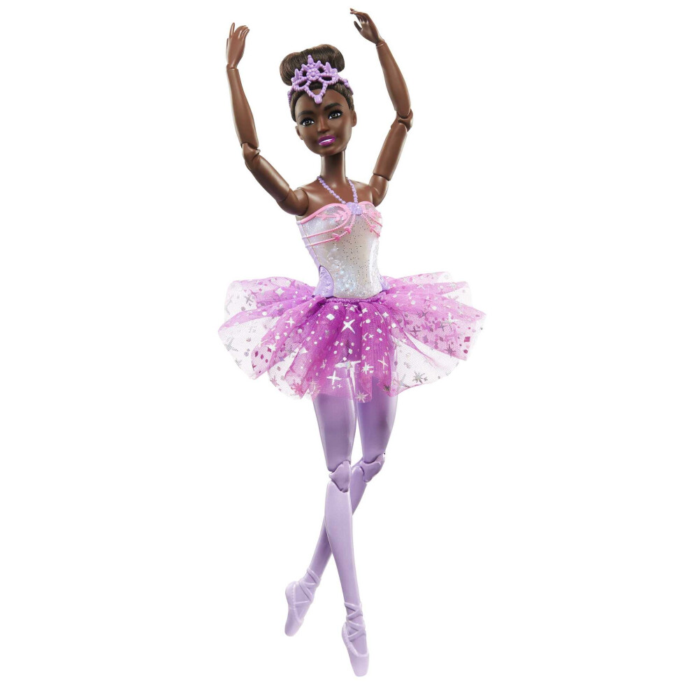 Barbie Dreamtopia Twinkle S Ballerina Doll With Brunette Hair & -Up Feature Wearing Removable Headband & Tutu, Hlc26 Light/Purple
