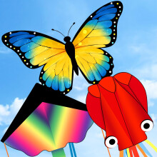 3 Pack Kite - Colorful kites for Kids Ages 4-8 Easy to Fly, Perfect for children and adults, Large Rainbow Butterfly Kites Red Octopus for Outdoor Ga