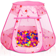 KAHEIGN Pop Up Princess Tent, 115CM x 90CM Foldable Kids Play House Tent Pink Princess Ball Pit with Carrying Bag for Boy Girl Pets Play Indoor Outdo