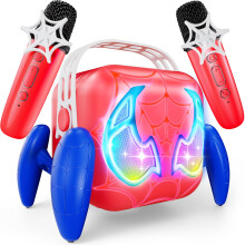 Karaoke Machine 2 Microphones, Spider Boys Toys Gifts for 3 4 5 6 7-10+ Year Old Boys Gift for Kids Toddler Web Hero Microphone for Kids with Colorfu
