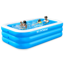 Sloosh Inflatable Swimming Pool for Adults with Seats, 304.8 x 182.8 x 55.8cm Full-Sized Blow Up Durable Thickened Above Ground Family Pool, Large Pa