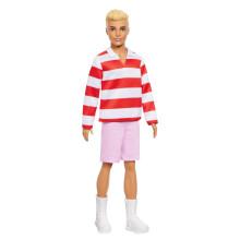 Barbie Fashionistas Ken Doll #241 with Blonde Hair Wearing Red and White Striped Polo Shirt with Pink Shorts, White Crew Socks and Sneakers, HYV01
