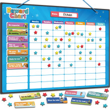 Smart Panda Magnetic Reward Chart – [300 Stars, 80+ Tasks, 1-3 Kids] Star Chart for Children - For Responsibility, Routine, Potty Training, Good Beh