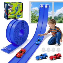 2026 Upgrade Car Track 5M Includes 2 Cars: KETIEE Flexible Race Track Car Ramp Track Toy Car Race Track Portable Dual Racetrack for Jumps Loops Ramps
