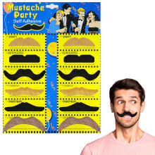 AUYAO Fake Moustache 12 Pcs Color Mixing Realistic Moustaches Kit Fake Beard Halloween Mustache Stick On Self Adhesive Novelty False Beard Fancy Dres