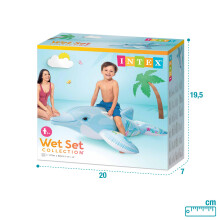 Intex Childrens Inflatable Ride On Lil Dolphin Swimming Pool Fun Accessory, Lite Blue
