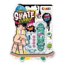 CRAZE SKATE Fingerboard Set Zombies Edition Pack of 4 – Spooky Finger Boards with Mini Skateboards & Custom Accessories, boys party favours