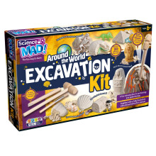 Science Mad - Around The World Excavation Kit for Kids - Fun Introduction to Archaeology and Palaeontology - Build A Volcano - 10 Rock Formations, 14