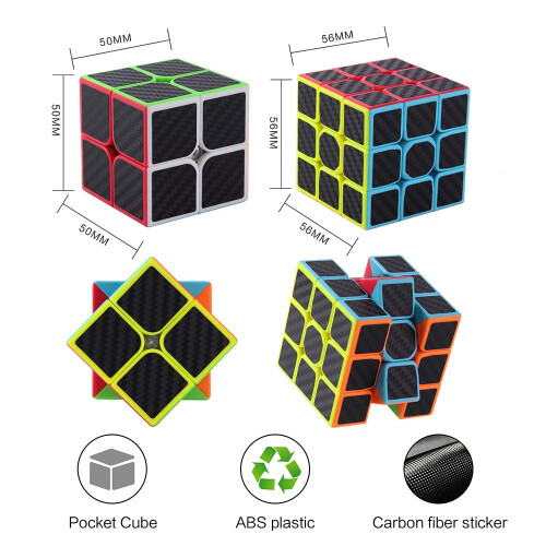 ROXENDA Speed Cube Set, 2X2 3X3 Speed Cube Original Fast Cube with Instruction (Carbon Fiber) 2
