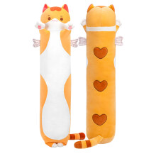 Mewaii 20in Long Cat Plush Pillows Stuffed Animals Squishy Pillows - Plushie Cute Kitty Sleeping Hugging Plush Pillow Soft Toys for Kids(Orange)