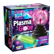 Science Mad - Plasma Globe & Energy Bar 2-In-1 Kit for Kids - Explore Fascinating Properties of Electricity - Multiple Flashing Colours - Control Pla