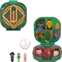 Polly Pocket x Wicked Collector Compact, Micro Dolls and Playset, 2 Themed Accessories, Iconic Shiz & Oz Locations, Glinda, Elphaba, & The Wizard, JF