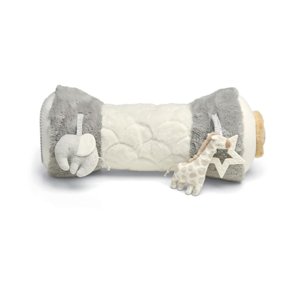 Photos - Play Mats Mamas & Papas Tummy Time Roll, Interactive Soft Baby Pillow with Integrated Rattle, Welcome to The World, Grey 