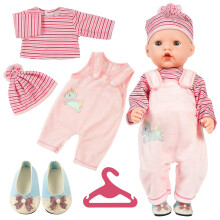 Aolso Baby Doll Clothes for 14-18 Inch/35-45 cm Dolls, New Doll Clothes Outfits, Sweet Outfits Long Sleeve Overalls with Coat hanger, New Born Baby D