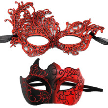 MZinge Masquerade Mask for Couple Men Venetian Mask for Halloween Lace Masque Costume Eyemask Party Prom Ball Mardi Gras (RED)