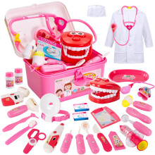BUYGER Doctors Set for Kids 3 Years Old, 3 in 1 Children Doctor Nurse Dentist Kit with Dress Up Costumes Pretend Role Play Medical Carry Case Toys Gi
