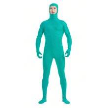 HSEMLIOE Mens Open Face Spandex Zentai Bodysuit Full Body 2nd Skin Tight Suit Stretchy Halloween Costume Unitard,Mint Blue,S