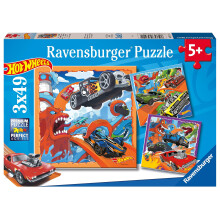 Ravensburger Hot Wheels Toys - 3x 49 Piece Jigsaw Puzzles for Kids Age 5 Years Up