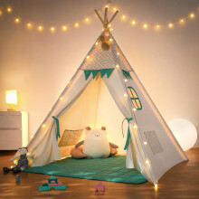 besrey Kids Teepee Tent indoor - Toddler Tent with Mat & Lights, Childrens Play tent indoor, Cotton Playhouse for Toddlers, Tipi Tent Toddler Reading