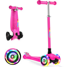 BELEEV Scooter for Kids Age 3-12, 3 Wheel Scooter for Toddlers Girls Boys, Kick Scooter with Light up Wheels, 4 Adjustable Height, Lean to Steer, Ext
