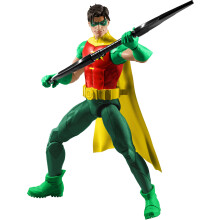 Mattel DC Premier 6.5 Inch Robin Action Figure Series 1, Detailed Super Hero Design 22 Articulations & Fabric Cape, Weapon Stand & Accessories, JMD