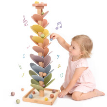 Joyreal Montessori Sound Tree - Wooden Marble Run Ball Drop Toy Montessori Toys for 3 4 5 Year Olds Rainbow Musical Tree Cause and Effect Gifts for G