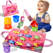 Yitical Montessori Toys for 1 Year Old Boy Girl Gifts, Cloth Fishing Game for Toddler 1-3, Sorting Learning Baby Toys 6-12-18 Months, One Year Old Gi
