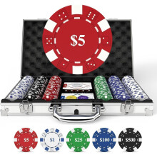 HEITOK Poker Set for Texas Hold'em with 300-Piece 11.5g Denominations Poker Chips, 5 Dice & 2 Decks in Portable Aluminum Case – Professional Blackja