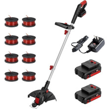 MZK 20V 30 cm Cordless String Trimmer, Grass Trimmer & Edger with 8 Replacement Spools, (2 * 2AH Battery and Charger Included)